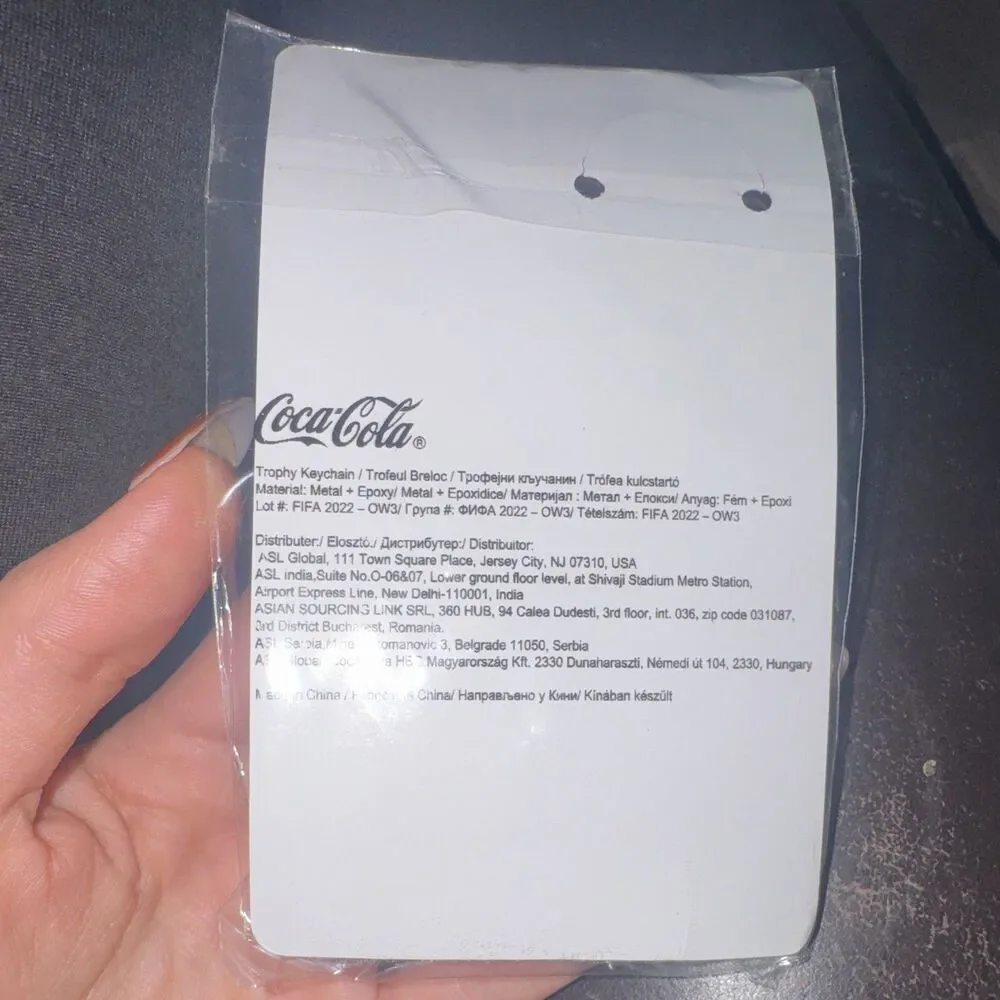 Coca-Cola FIFA World Cup Qatar 2022 Trophy Keychain Gold/Green